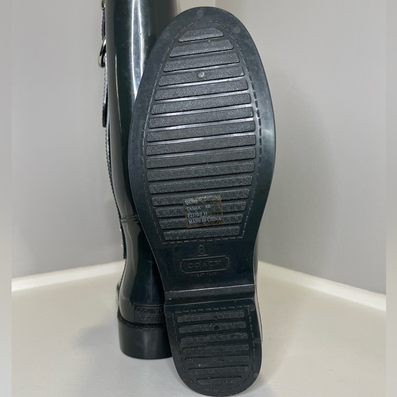 Coach Tasha Shiney Finish GraphiteTall Rubber Rain Boots - Picture 9 of 11